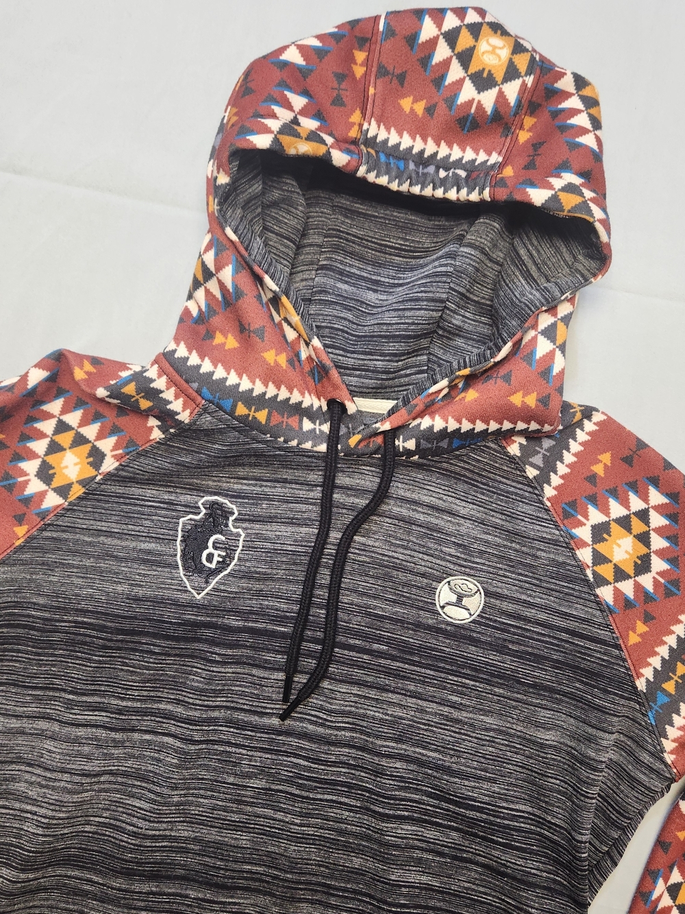 Hooey Men’s Aztec Design Hoodie Kangaroo Pocket Size Medium Southwestern Rodeo